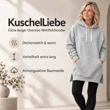 Lade das Bild in den Galerie-Viewer, KuschelLiebe – extra langer Oversize-Wohlfühlhoodie | deckenweich, warm & vorteilhaft geschnitten