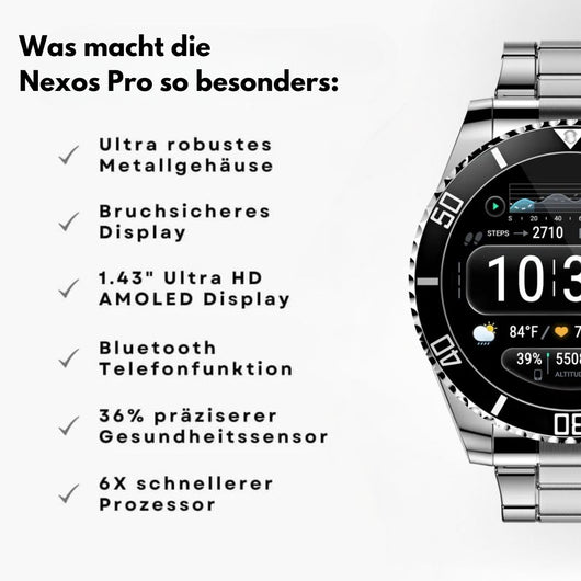 Nexos Pro Smartwatch - Unzerstörbare Gesundheitsuhr (2026)
