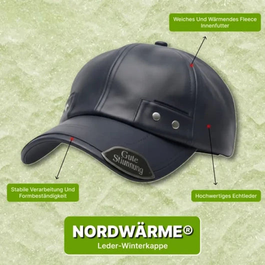 Nordwärme® Leder-Winterkappe mit Fleece-Futter