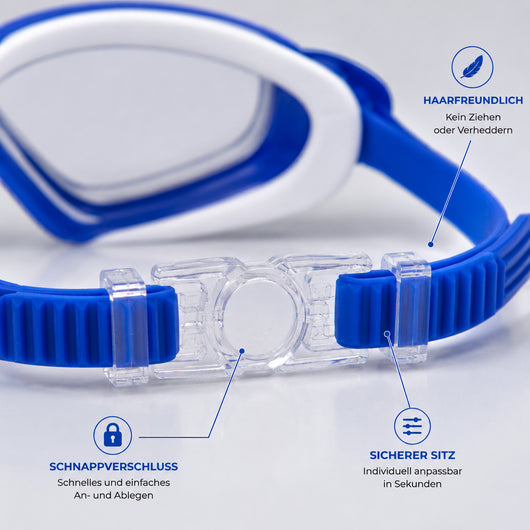 AquaBlick Kinder-Schwimmbrille | Beschlagfrei · Auslaufsicher · Kein Haareziehen