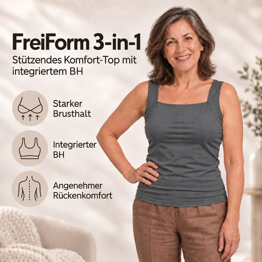 FreiForm 3-in-1 – stützendes Komfort-Top mit integriertem BH | starker Brusthalt & angenehmer Rückenkomfort