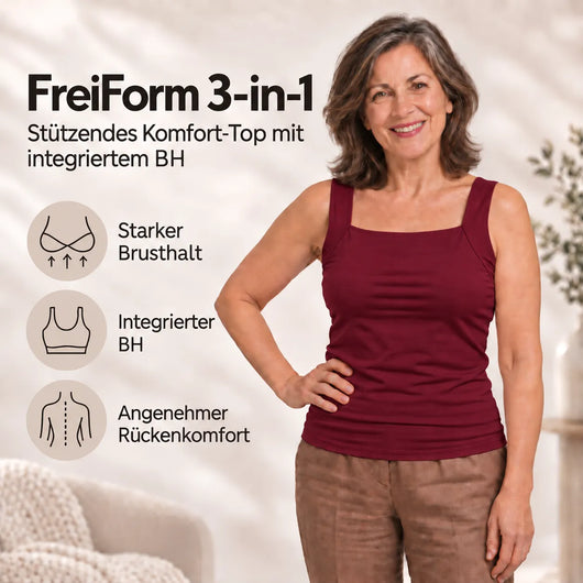 FreiForm 3-in-1 – stützendes Komfort-Top mit integriertem BH | starker Brusthalt & angenehmer Rückenkomfort
