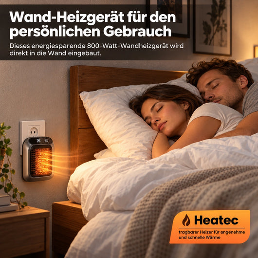 HEATEC -  energiesparende tragbare Komfortheizung mit hoher Heizleistung & Sicherheitssystem ohne Installation | Bis 20 m²