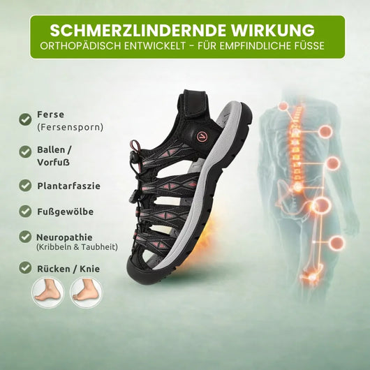 Orthotrekking - Schmerzlindernde Komfort-Sandalen zum Gehen & Wandern | Rutschfest & Federleicht