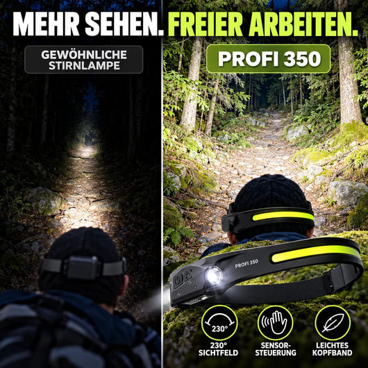 PROFI 350 – 2-in-1-LED-Stirnlampe | 1-€-Aktion
