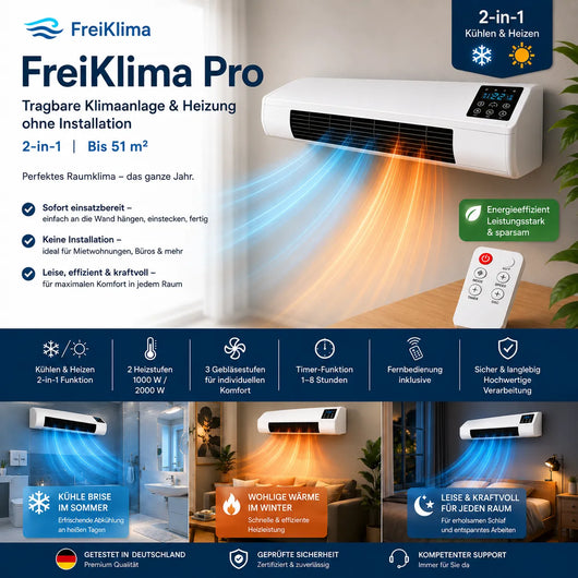 AlpenKlima – Tragbare Klimaanlage & Heizung ohne Installation | 2-in-1 | Bis 51 m²