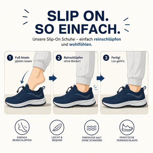 FeelFree Slip-On – Orthopädische Komfort-Sneaker | Reinschlüpfen & schmerzfrei durch den Tag