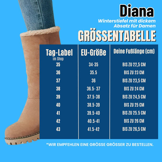 Diana - Schmerzlindernde Winterstiefel mit dickem Absatz für Damen